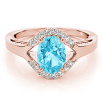 14K Rose Gold Diamond Oval Ring
