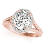 Rose Gold 1 CT Oval Diamond Halo Engagement Ring