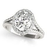 Oval Diamond Halo Engagement Ring | 0.95 CT