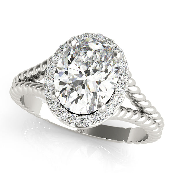 Oval Diamond Halo Engagement Ring | 0.95 CT