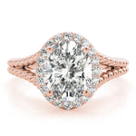 Rose Gold 1 CT Oval Diamond Halo Engagement Ring