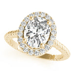 14K Yellow Gold Oval Diamond Engagement Ring with Halo