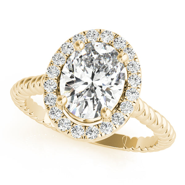 14K Yellow Gold Oval Diamond Engagement Ring with Halo