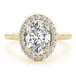 14K Yellow Gold Oval Diamond Engagement Ring with Halo