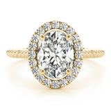 14K Yellow Gold Oval Diamond Engagement Ring with Halo