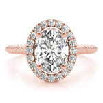 14K Rose Gold Oval Diamond Engagement Ring with Halo