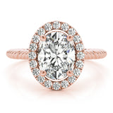 14K Rose Gold Oval Diamond Engagement Ring with Halo