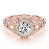 18K Rose Gold 1.33ctw Diamond Halo Engagement Ring