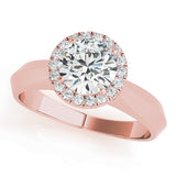 14K Rose Gold Round Diamond Halo Engagement Ring