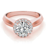 14K Rose Gold Round Diamond Halo Engagement Ring