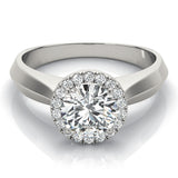 1 CT Round Diamond Halo Engagement Ring