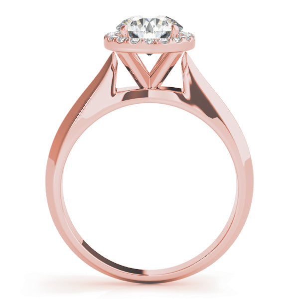 14K Rose Gold Round Diamond Halo Engagement Ring