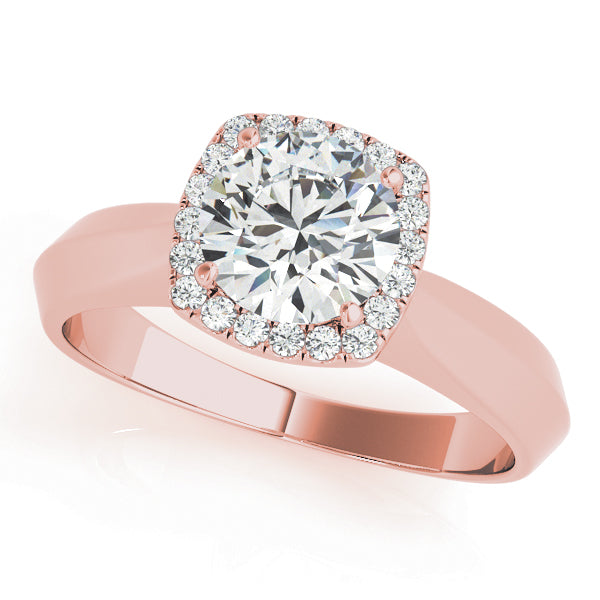 14K Rose Gold 1 CT Diamond Halo Engagement Ring