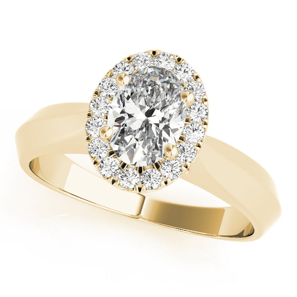 14K Yellow Gold Oval Diamond Engagement Ring with Halo