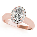 14K Rose Gold Oval Diamond Engagement Ring