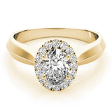 14K Yellow Gold Oval Diamond Engagement Ring with Halo