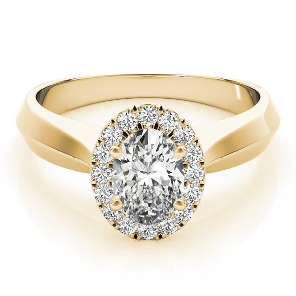 14K Yellow Gold Oval Diamond Engagement Ring with Halo