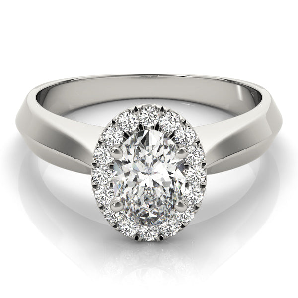 Platinum Oval Diamond Halo Engagement Ring 0.5 ctw