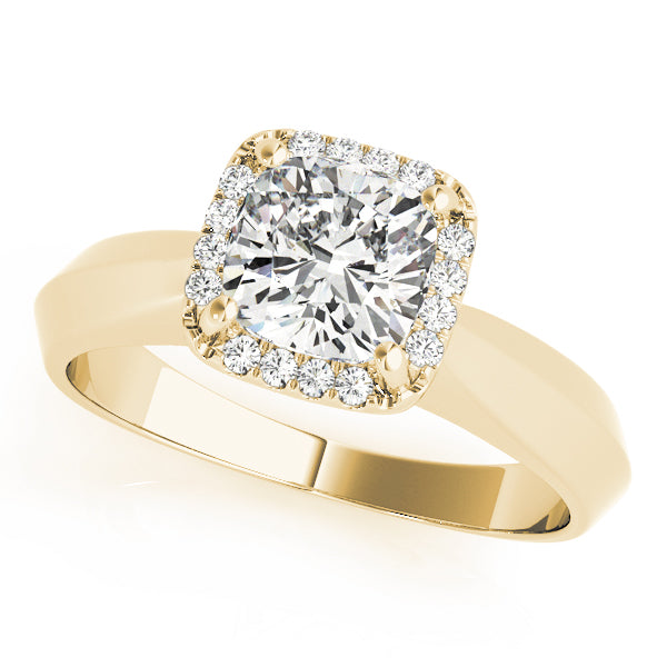 18K Yellow Gold 1ct Cushion Diamond Halo Ring