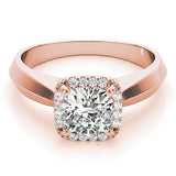 14K Rose Gold 1 CT Cushion Diamond Engagement Ring