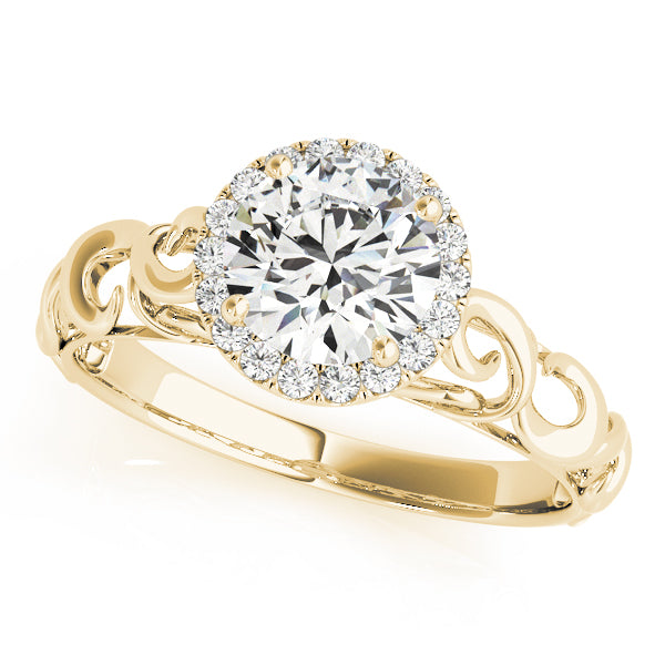 14K Yellow Gold 1 CT Diamond Halo Engagement Ring