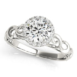 1 CT Round Diamond Halo Engagement Ring