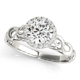 1 CT Round Diamond Halo Engagement Ring