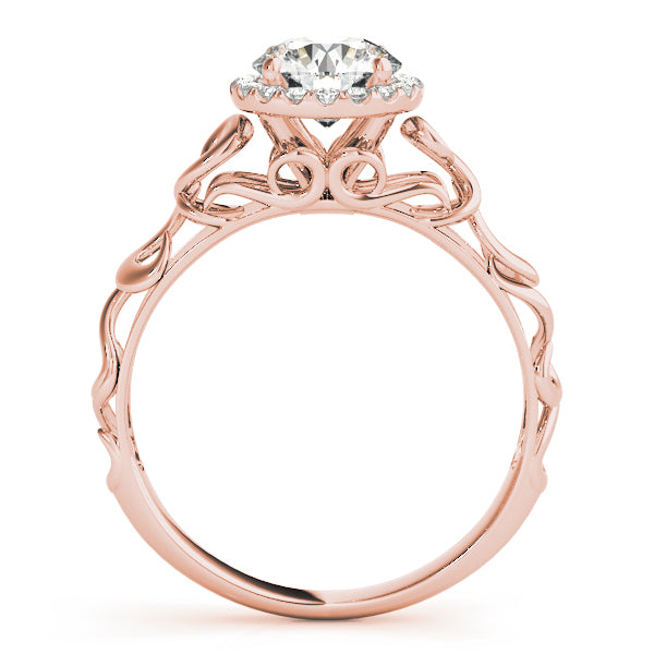 14K Rose Gold Round Diamond Halo Engagement Ring
