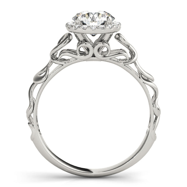 1 CT Round Diamond Halo Engagement Ring