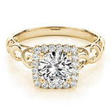 14K Yellow Gold 1 CT Diamond Halo Engagement Ring