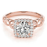 14K Rose Gold 1 CT Diamond Halo Engagement Ring