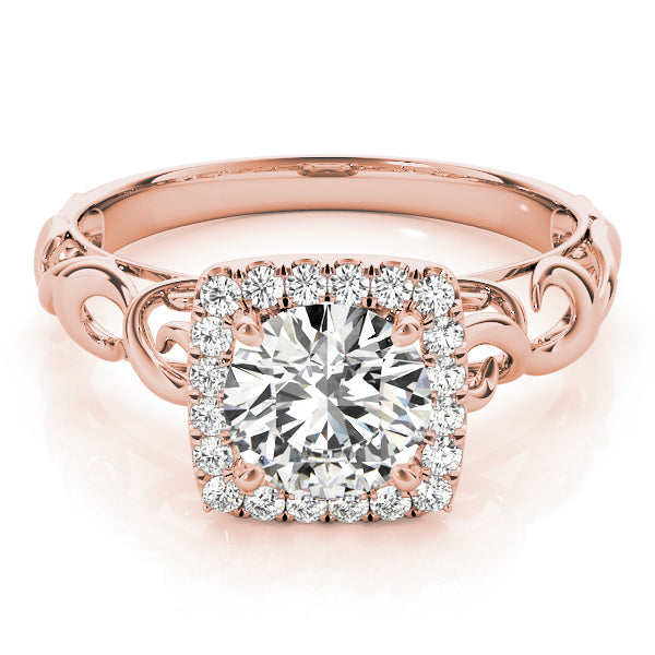 14K Rose Gold 1 CT Diamond Halo Engagement Ring