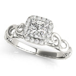 Square Diamond Halo Engagement Ring
