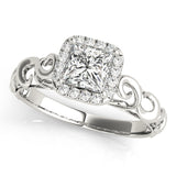 Square Diamond Halo Engagement Ring