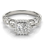 Square Diamond Halo Engagement Ring