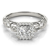 Square Diamond Halo Engagement Ring