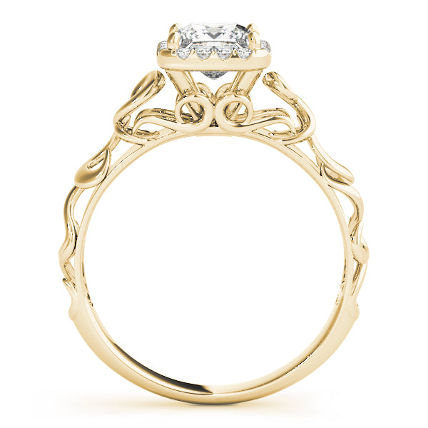14K Yellow Gold Diamond Halo Engagement Ring