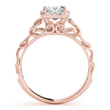 14K Rose Gold Diamond Halo Engagement Ring