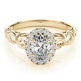 14K Yellow Gold Oval Diamond Engagement Ring with Halo