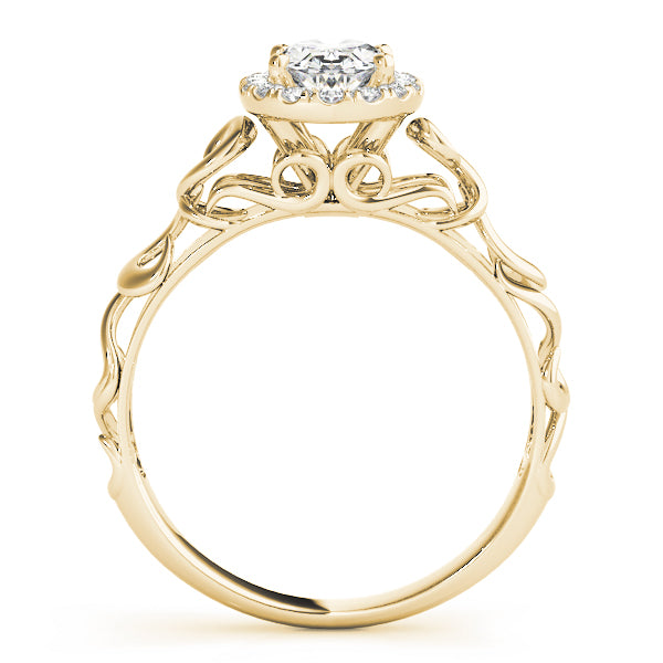 14K Yellow Gold Oval Diamond Engagement Ring with Halo