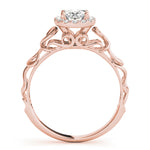 14K Rose Gold Oval Diamond Halo Engagement Ring