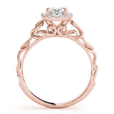 14K Rose Gold Oval Diamond Halo Engagement Ring