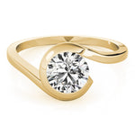 14K Yellow Gold 1/2 CT Round Diamond Engagement Ring
