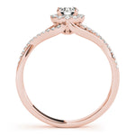 14K Rose Gold Round Diamond Halo Engagement Ring