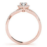 14K Rose Gold Round Diamond Halo Engagement Ring