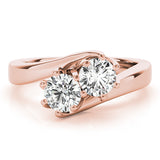 14K Rose Gold 1ctw Round Diamond Two-Stone Ring