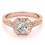 14K Rose Gold 1.25 ctw Diamond Halo Engagement Ring