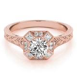 14K Rose Gold 1.25 ctw Diamond Halo Engagement Ring