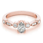 14K Rose Gold Oval Diamond Fashion Ring