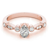 14K Rose Gold Oval Diamond Fashion Ring